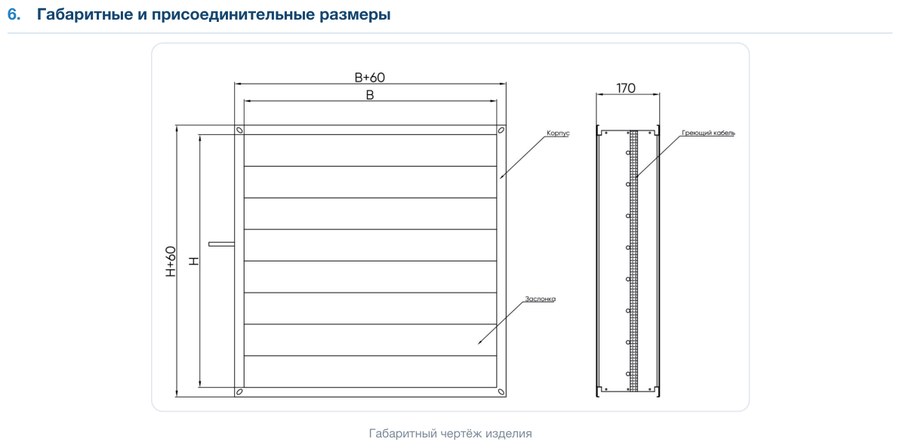 Клапан воздушный ПВКО-А(У) (оцинкованный корпус, алюминиевые лопатки, утепленный)